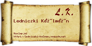 Ledniczki Kálmán névjegykártya